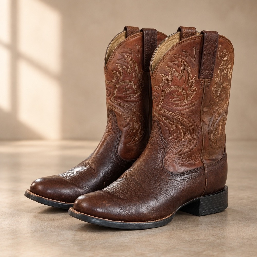 Ariat Heritage Western Brown Leather Cowboy Boots Mens 7.5 Utility Rodeo Ranch